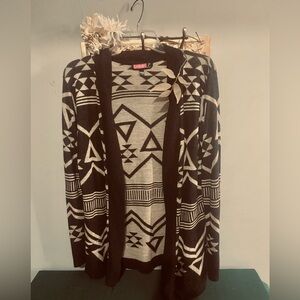 Say What? Black and Cream Geometric Cardigan